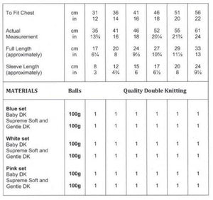 JB008 Baby DK Knitting Pattern