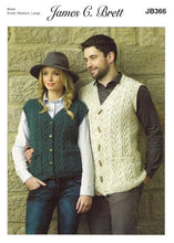 Load image into Gallery viewer, JB366 Ladies and Mens Aran Knitting Pattern