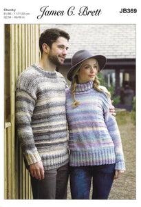 JB369 Ladies and Mens Chunky Knitting Pattern