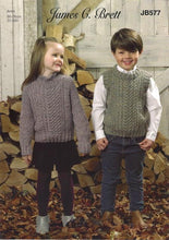 Load image into Gallery viewer, JB577 Childrens Aran Knitting Pattern